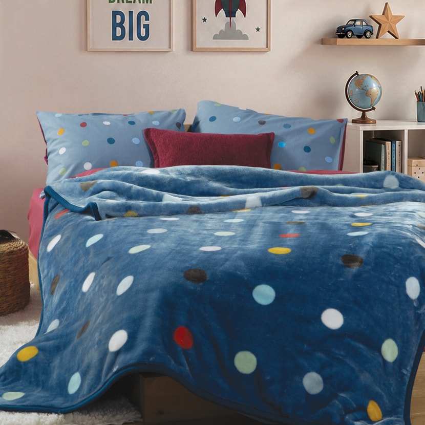 Κουβέρτα Παιδική Dots Blue 160x220 alternate