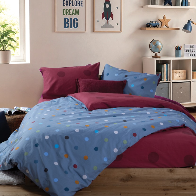 Σετ Σεντόνια Παιδικά Μονά με Λάστιχο Dots Blue 170x260