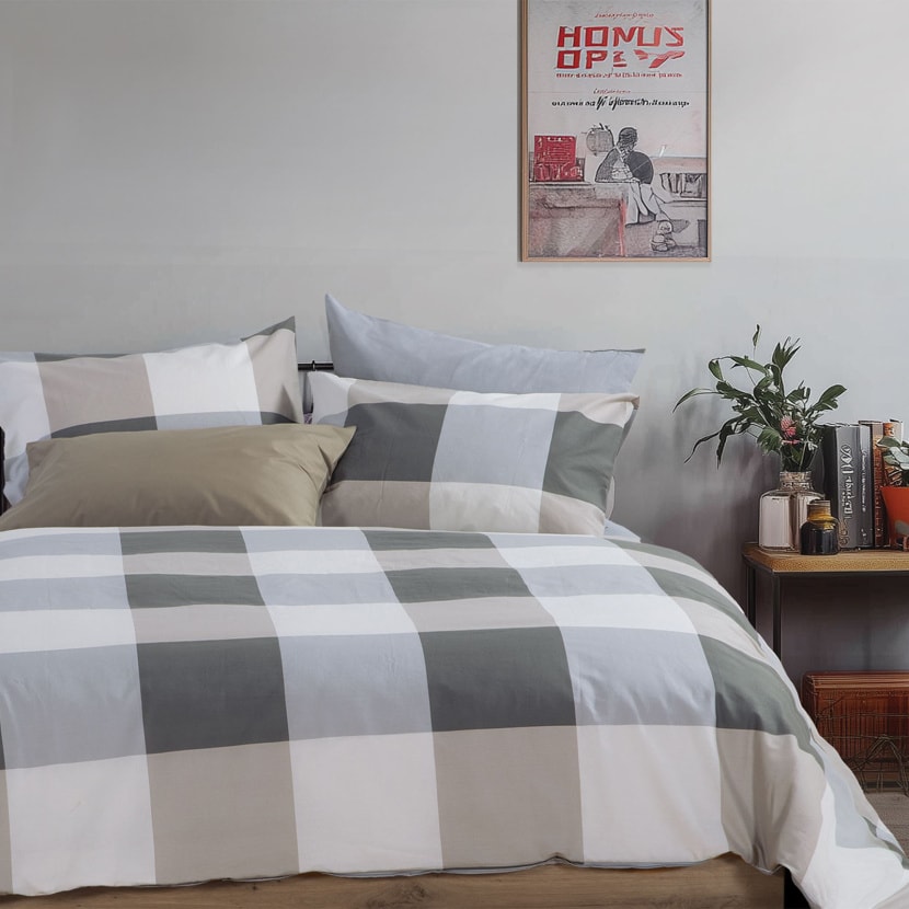 Σετ Παπλωματοθήκη Βαμβακερή Μονή Casual Check 170x240 alternate